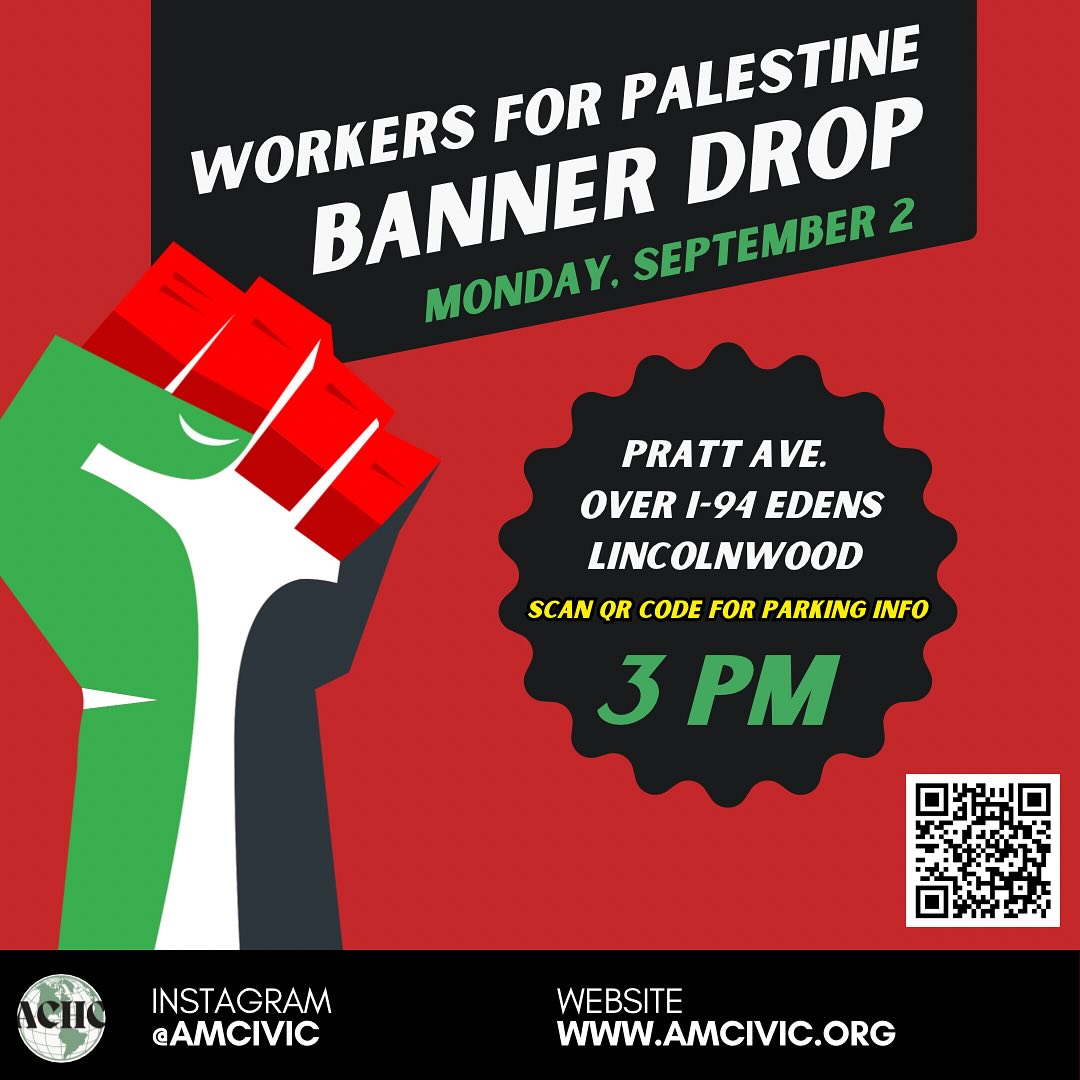 Workers For Palestine Banner Drop
