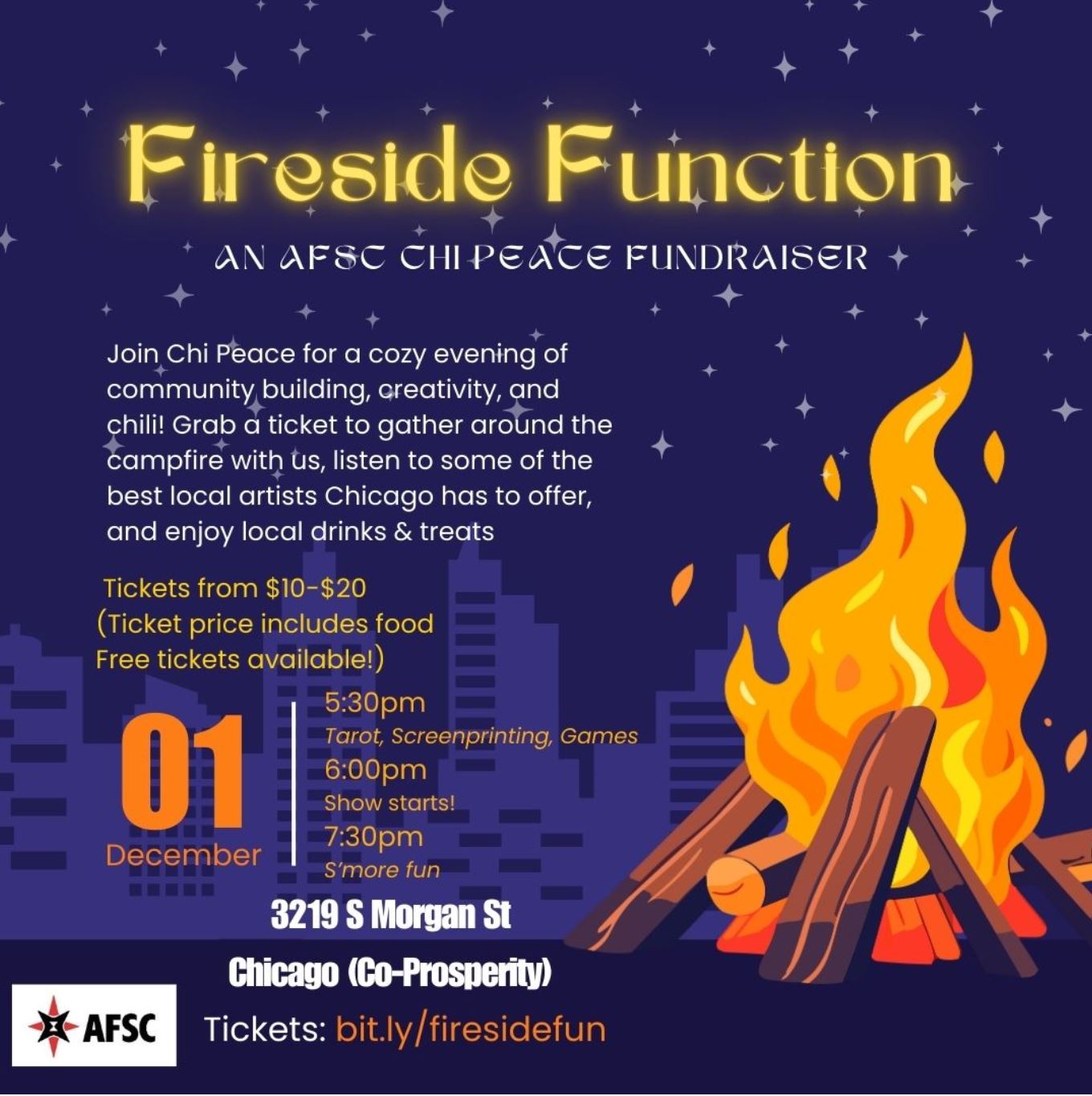 Fireside Function: An AFSC Chicago Peacebuilding Fundraiser