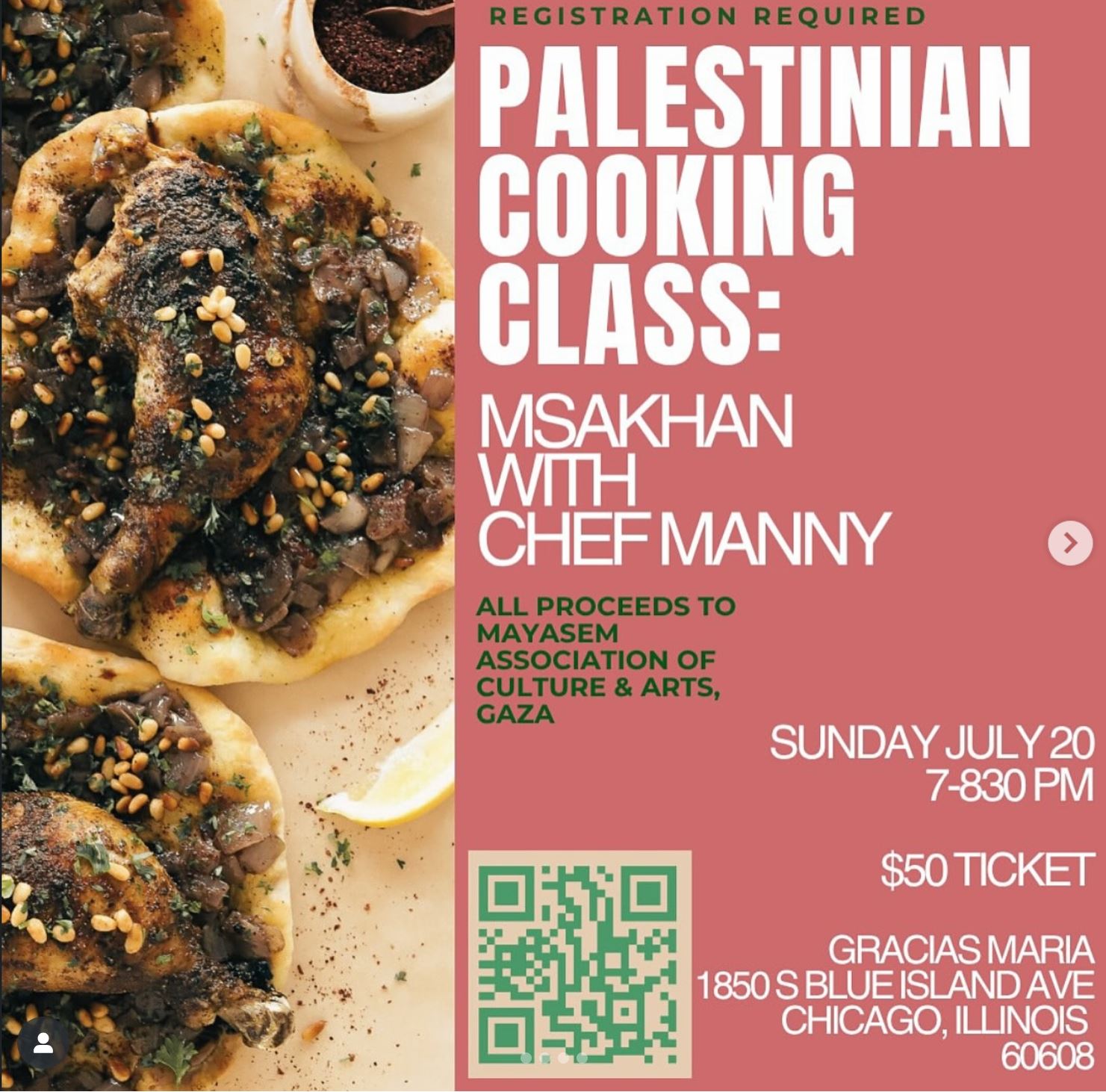 Palestinian Cooking Class to Benefit Arts Assn in Gaza
