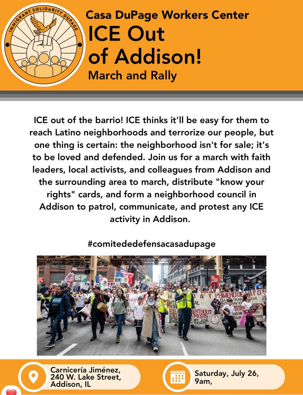 ICE Out of Addison March & Rally!