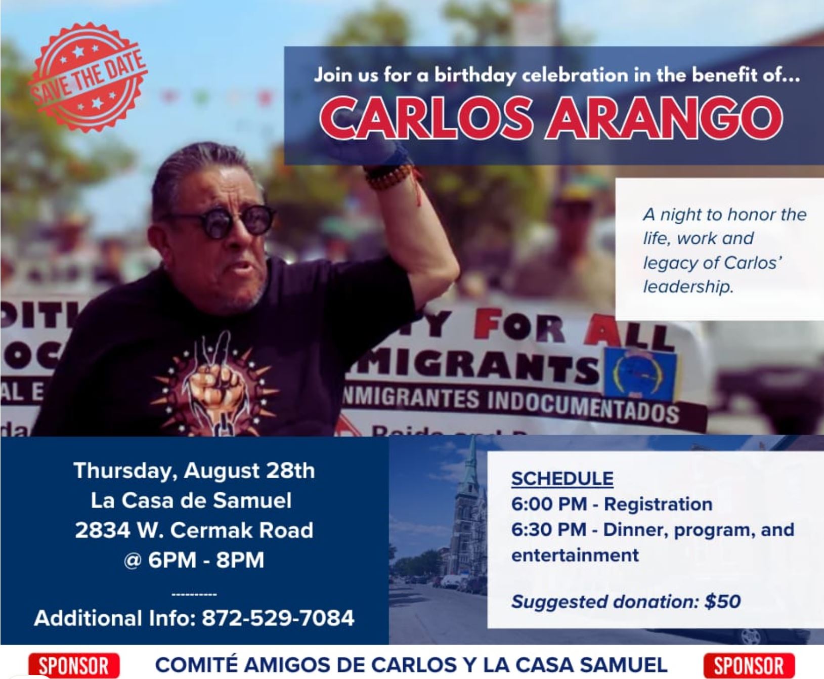 Birthday Celebration to Benefit Long-Time Activist Carlos Arango