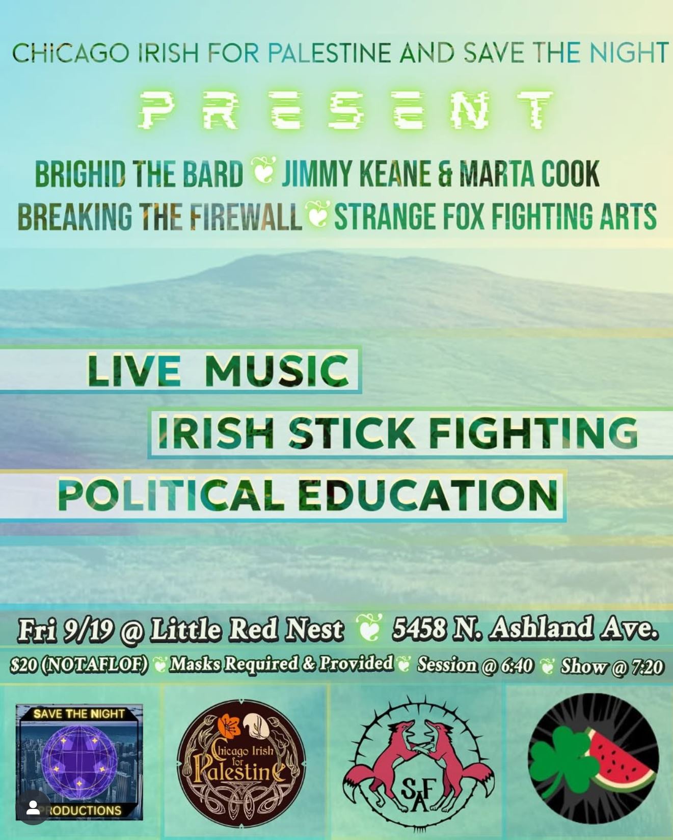 Live Music - Irish Stick Fighting - Political Education
