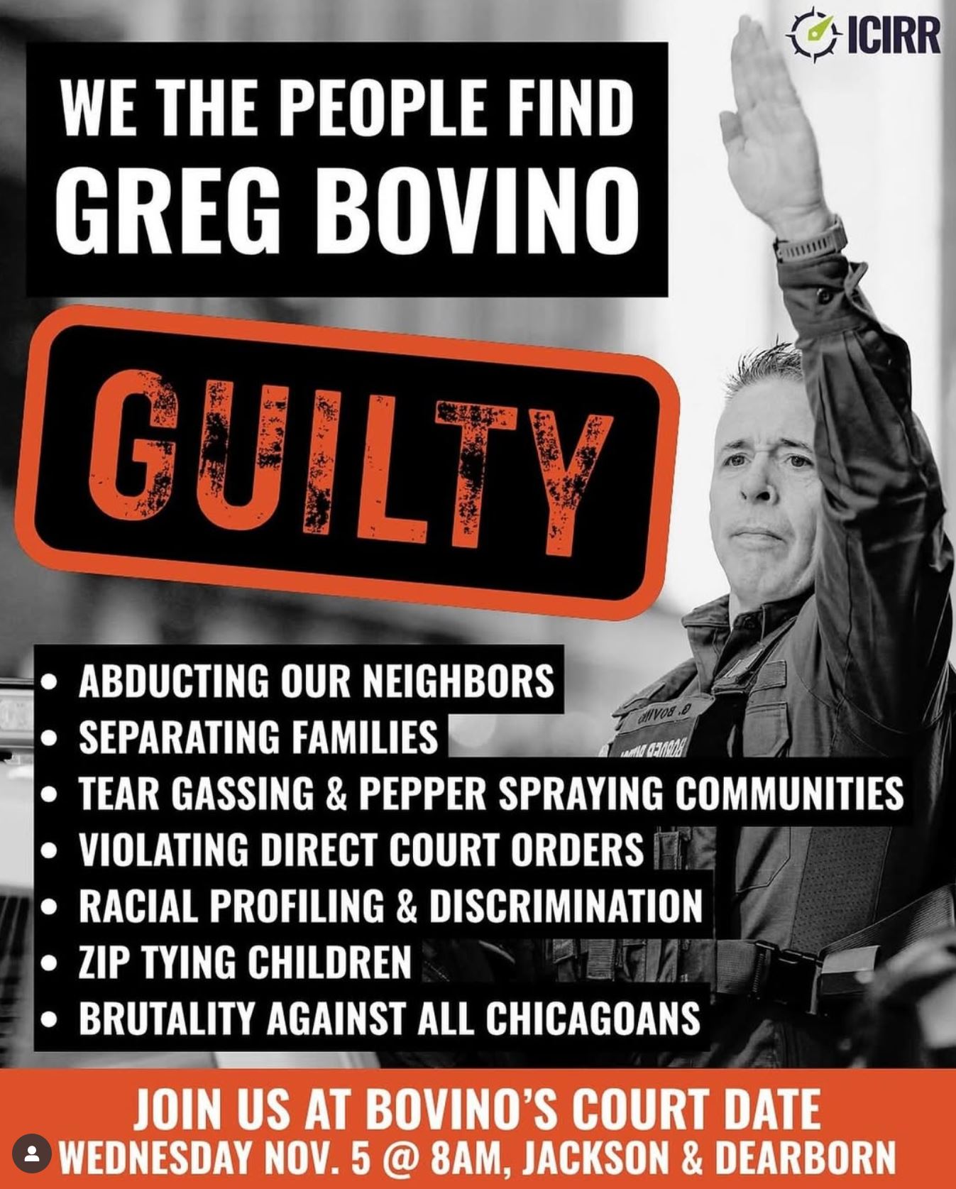 We the People Find Greg Bovino Guilty