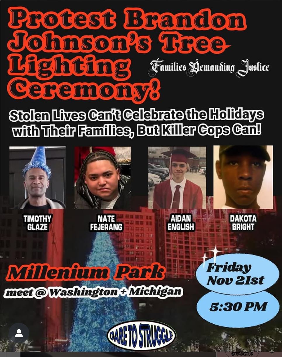 Protest Brandon Johnson's Tree-Lighting Ceremony