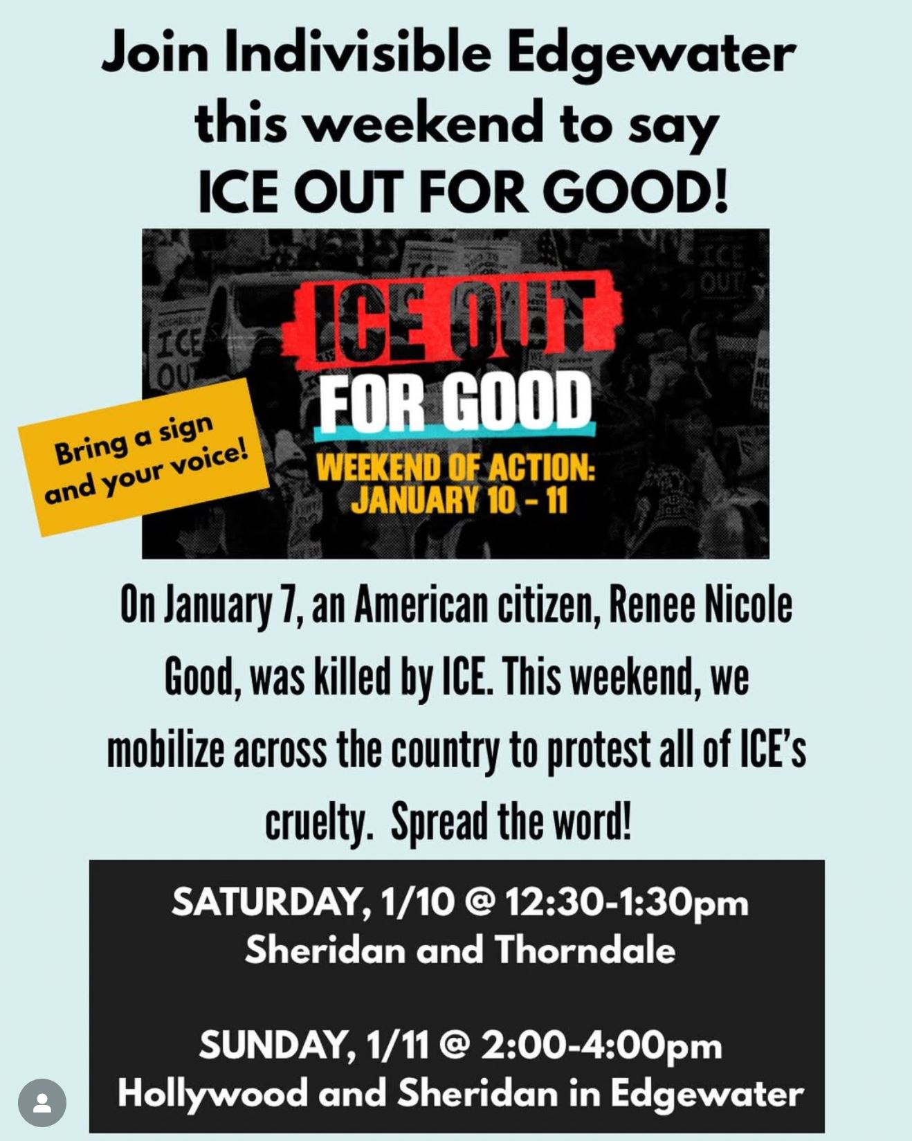 ICE Out for Good in Edgewater