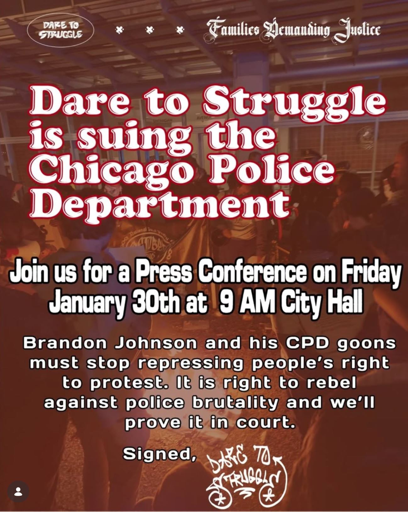Dare to Struggle is Suing the CPD