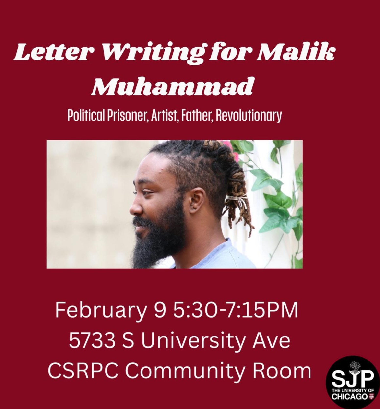 Letter Writing for Malik Muhammad - Political prisoner, artist, father, revolutionary