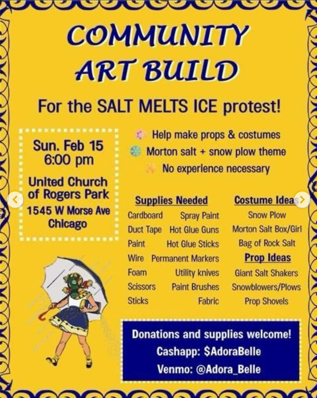 Communty Art Build for SALT MELTS ICE Protest
