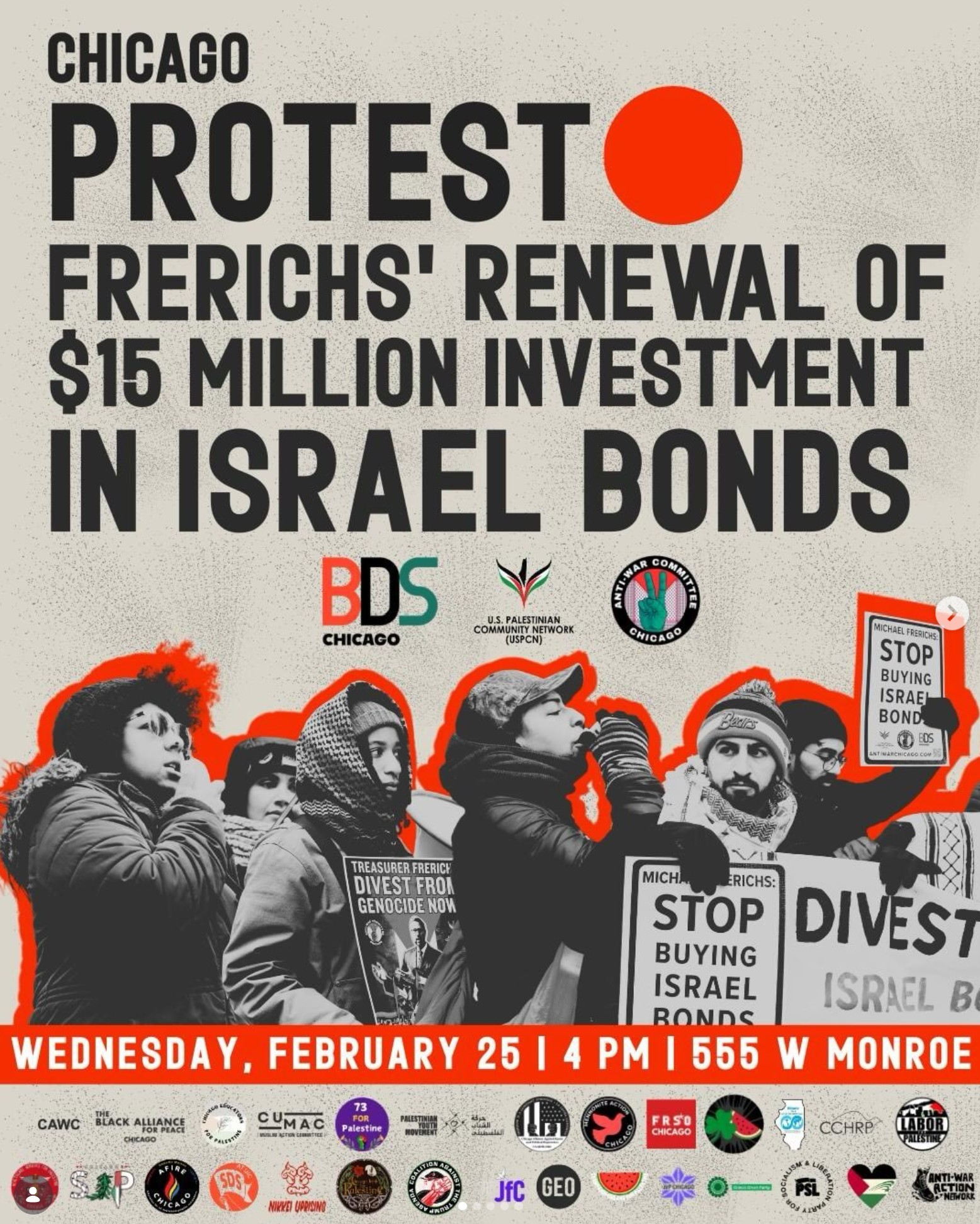 Protest Frerich's Renewal of $15M in Israel Bonds