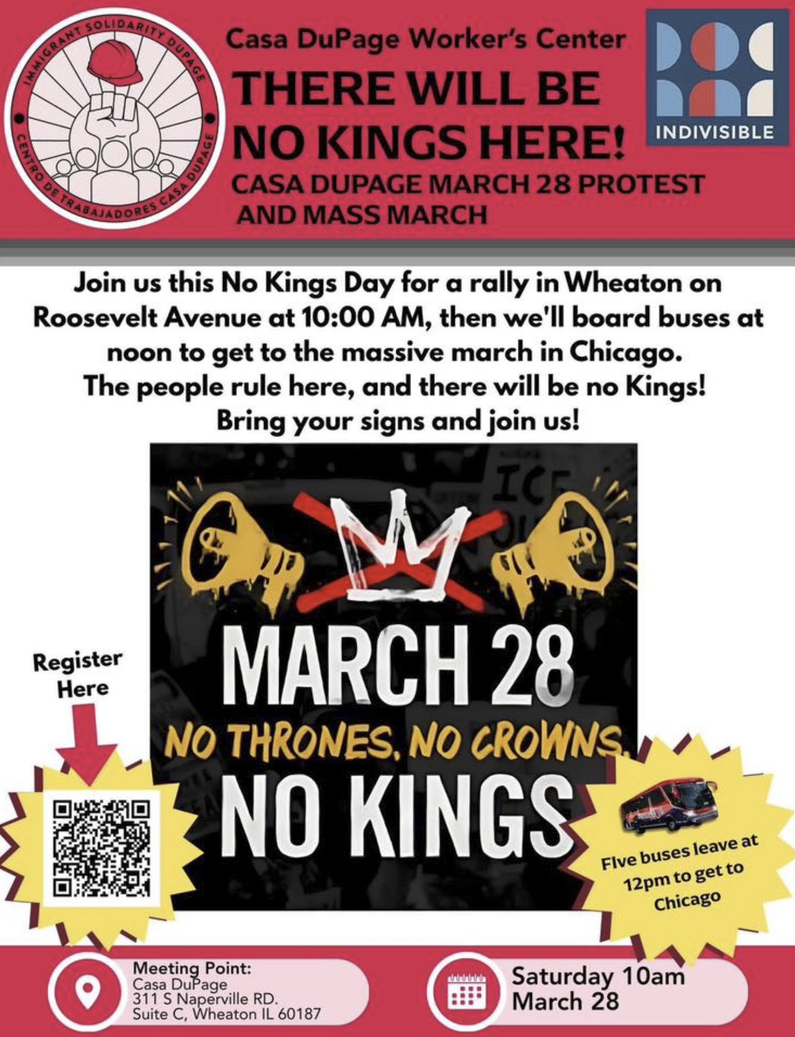 No Kings Rally in Wheaton then Buses to No Kings