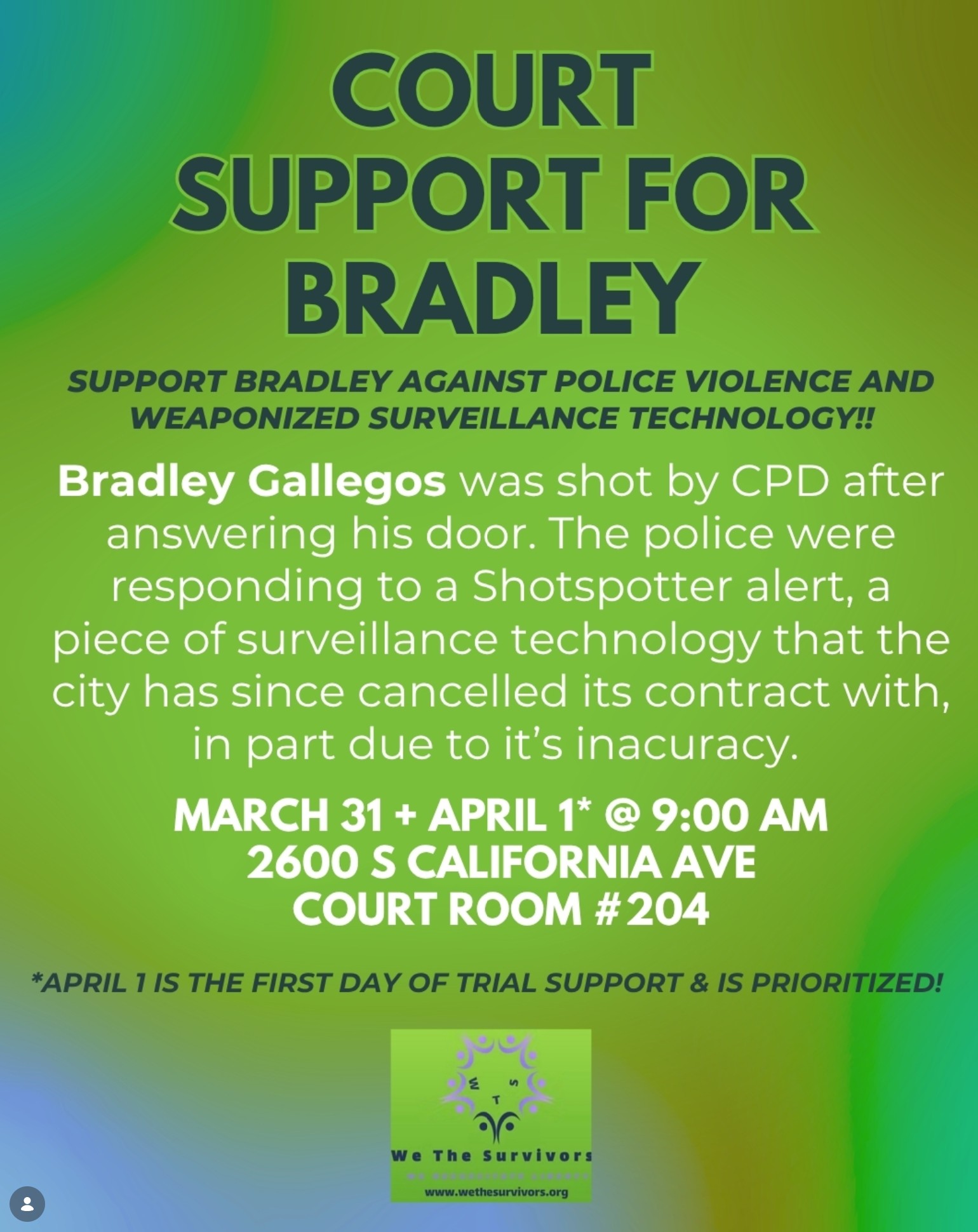 Court Support for Bradley Gallegos