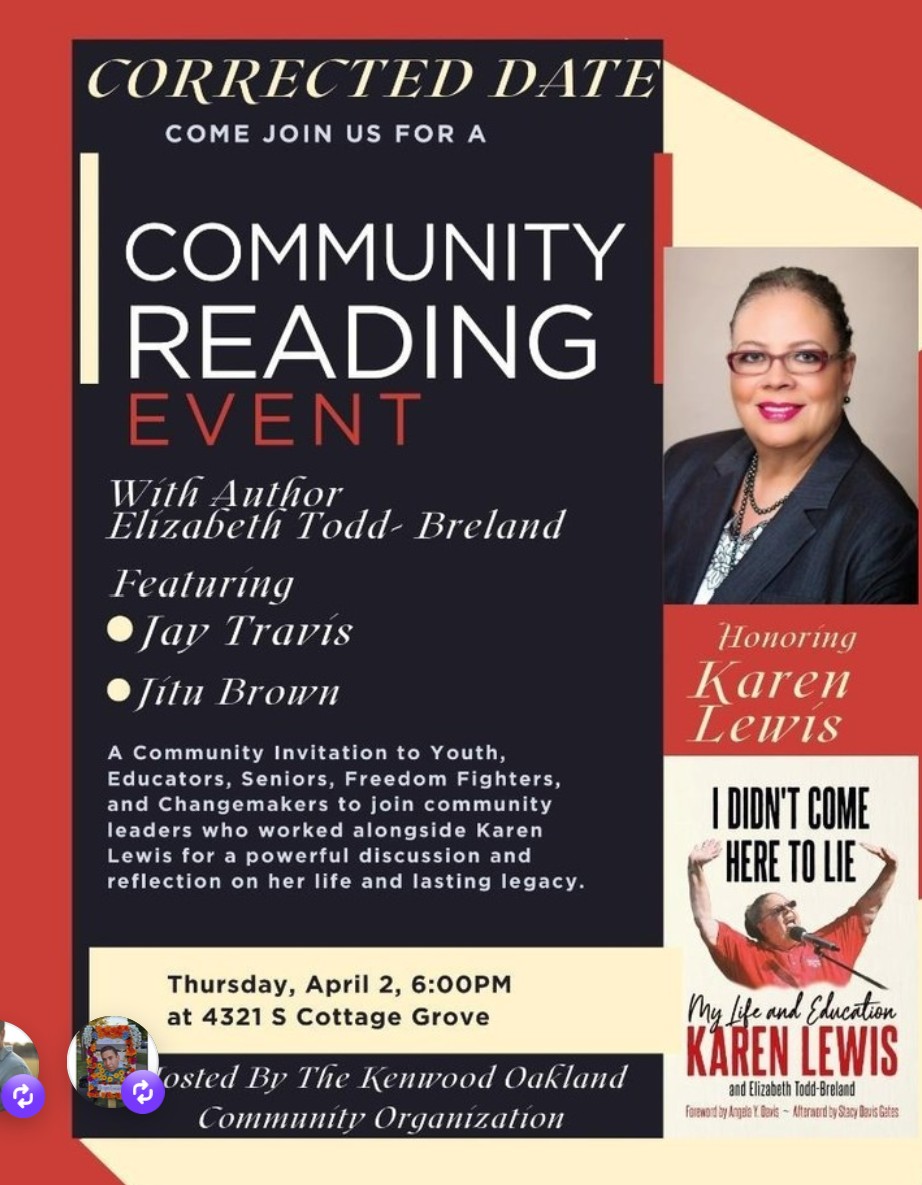 Community Reading Event Honoring Karen Lewis