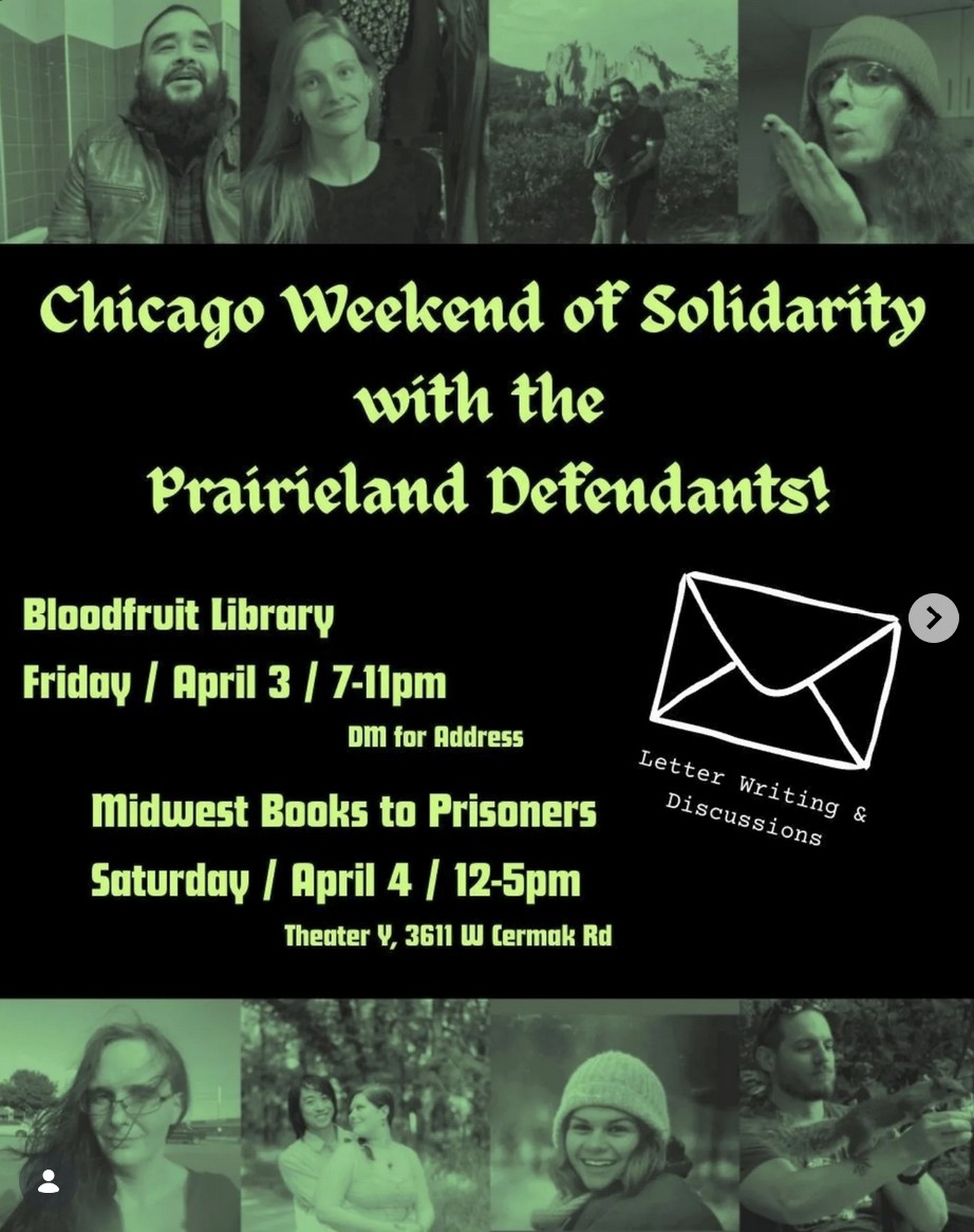 Chicago Weekend of Solidarity with the Prairieland Defendants