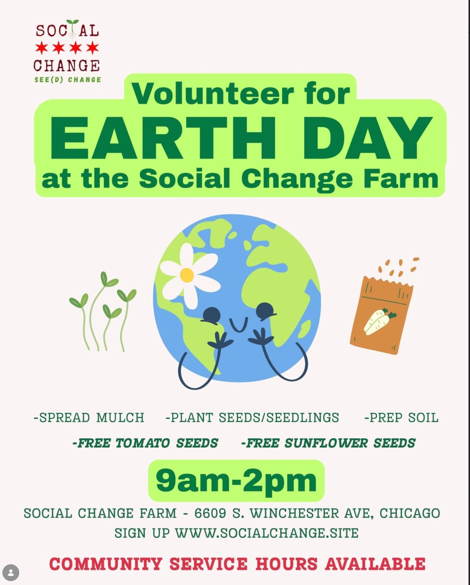 Volunteer for Earth Day at the Social Change Farm