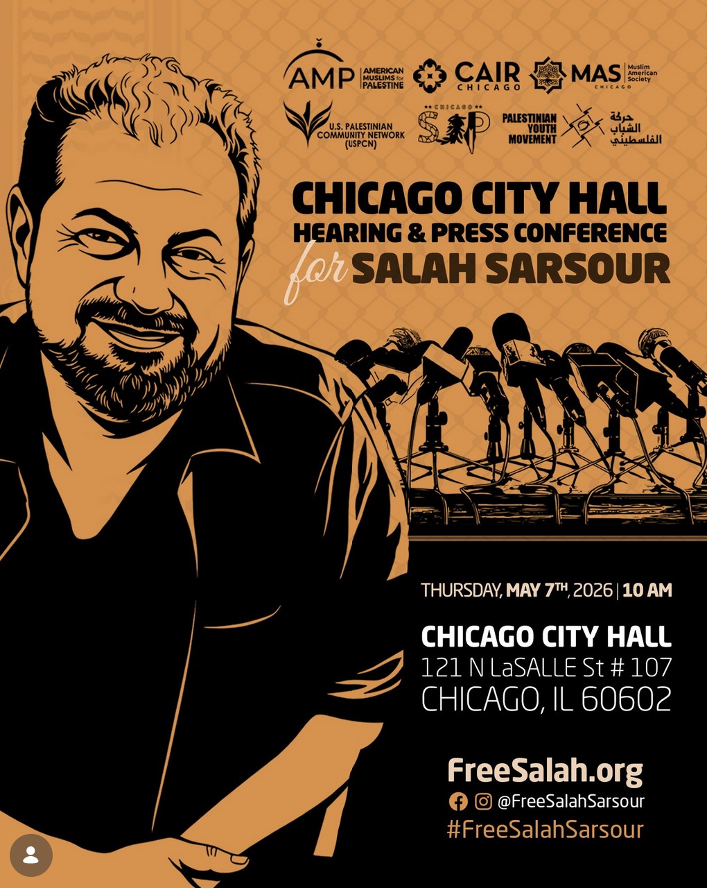Chicago City Hall Press Conference & Hearing for Salah Sarsour