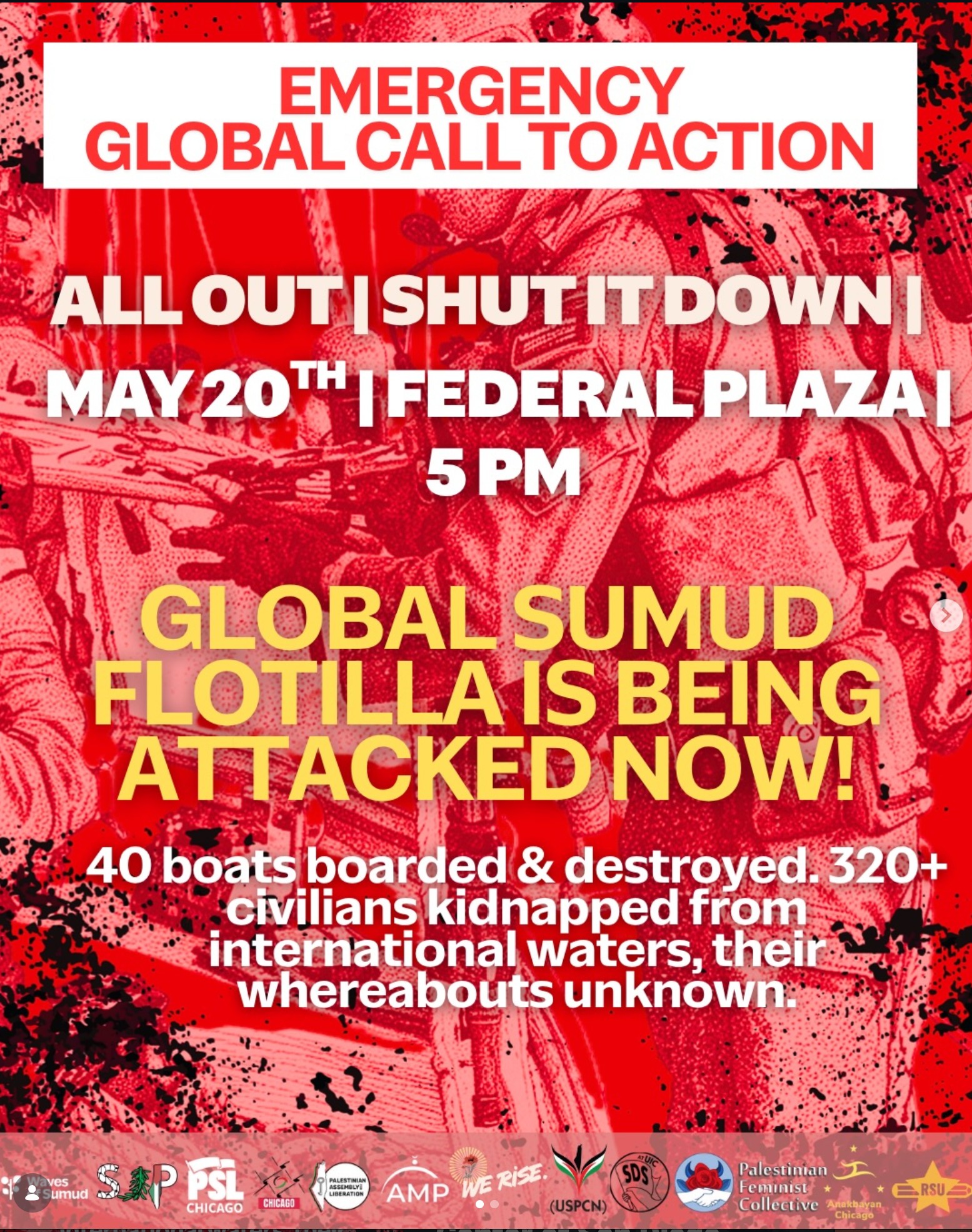Emergency Protest: Global Sumud Flotilla is Being Attacked Now!