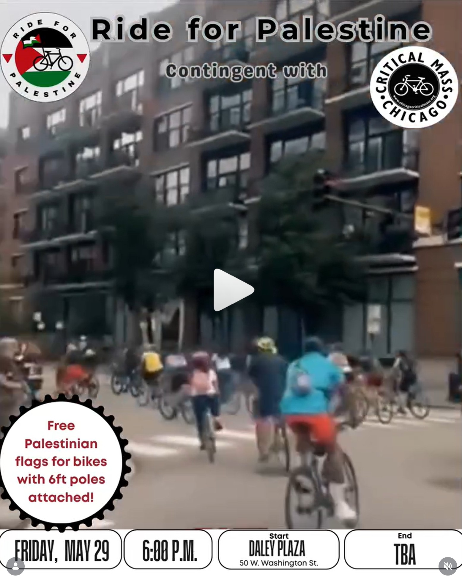 Ride For Palestine Contingent in Critical Mass