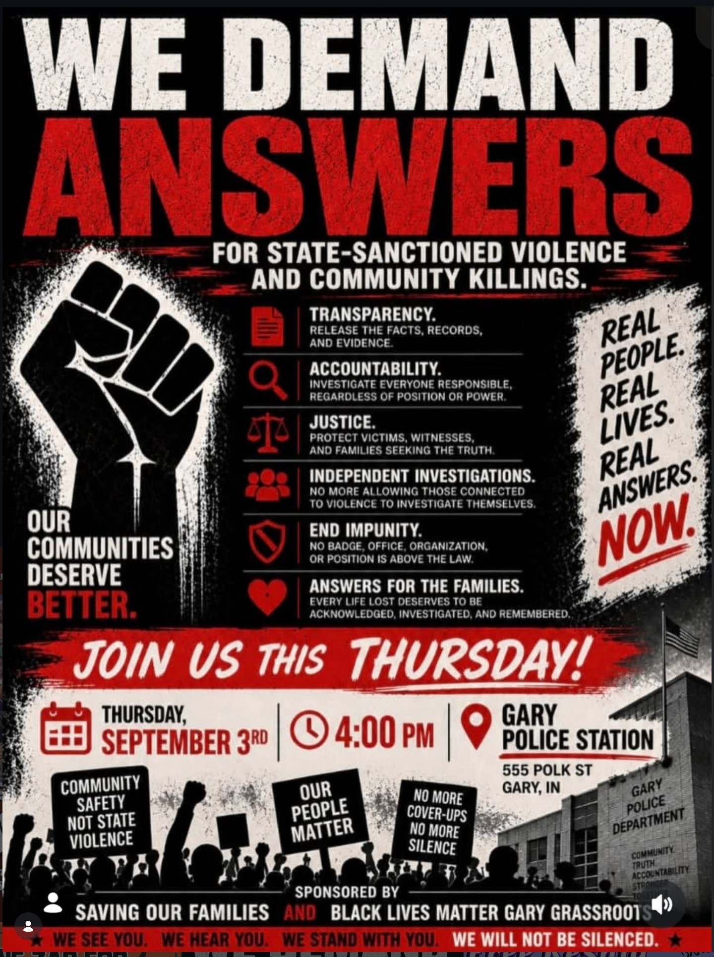 We Demand Answers for State-Sanctioned Violence & Community Killings