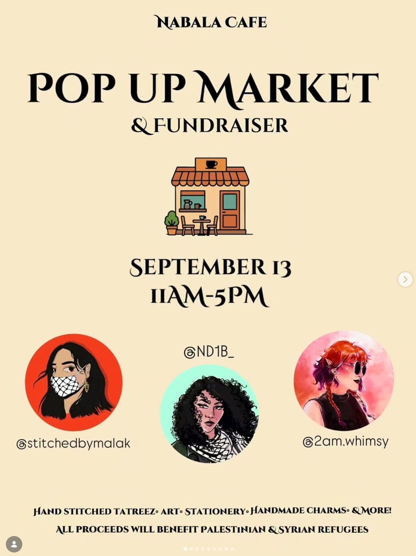 Pop Up Market and Fundraiser for Palestinian & Syrian Refugees