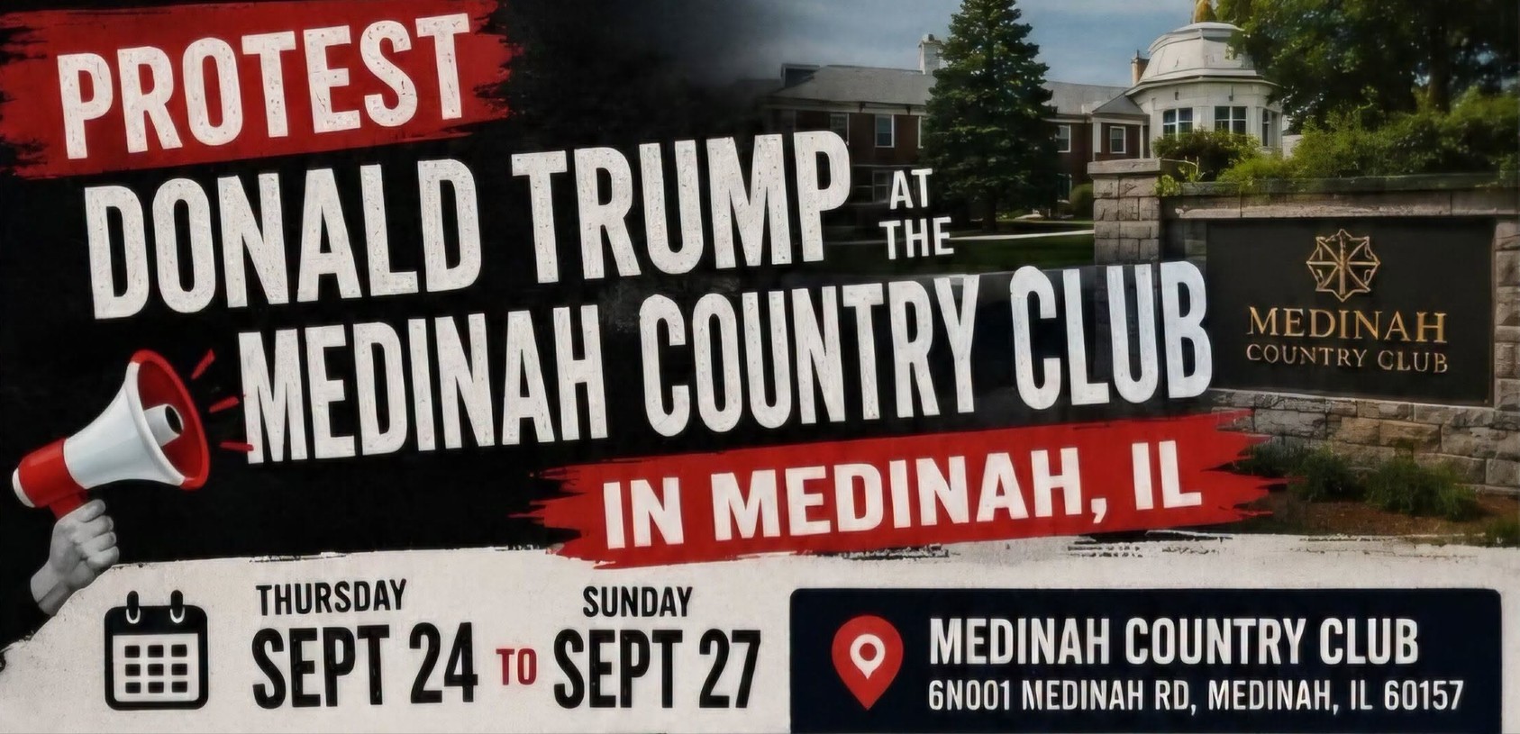 Protest Donald Trump at the Medinah Golf Course