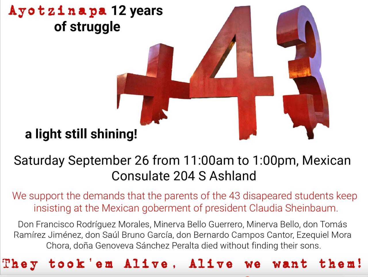 Ayotzinapa 43 - 12 Years of Struggle, A Light Still Shining!