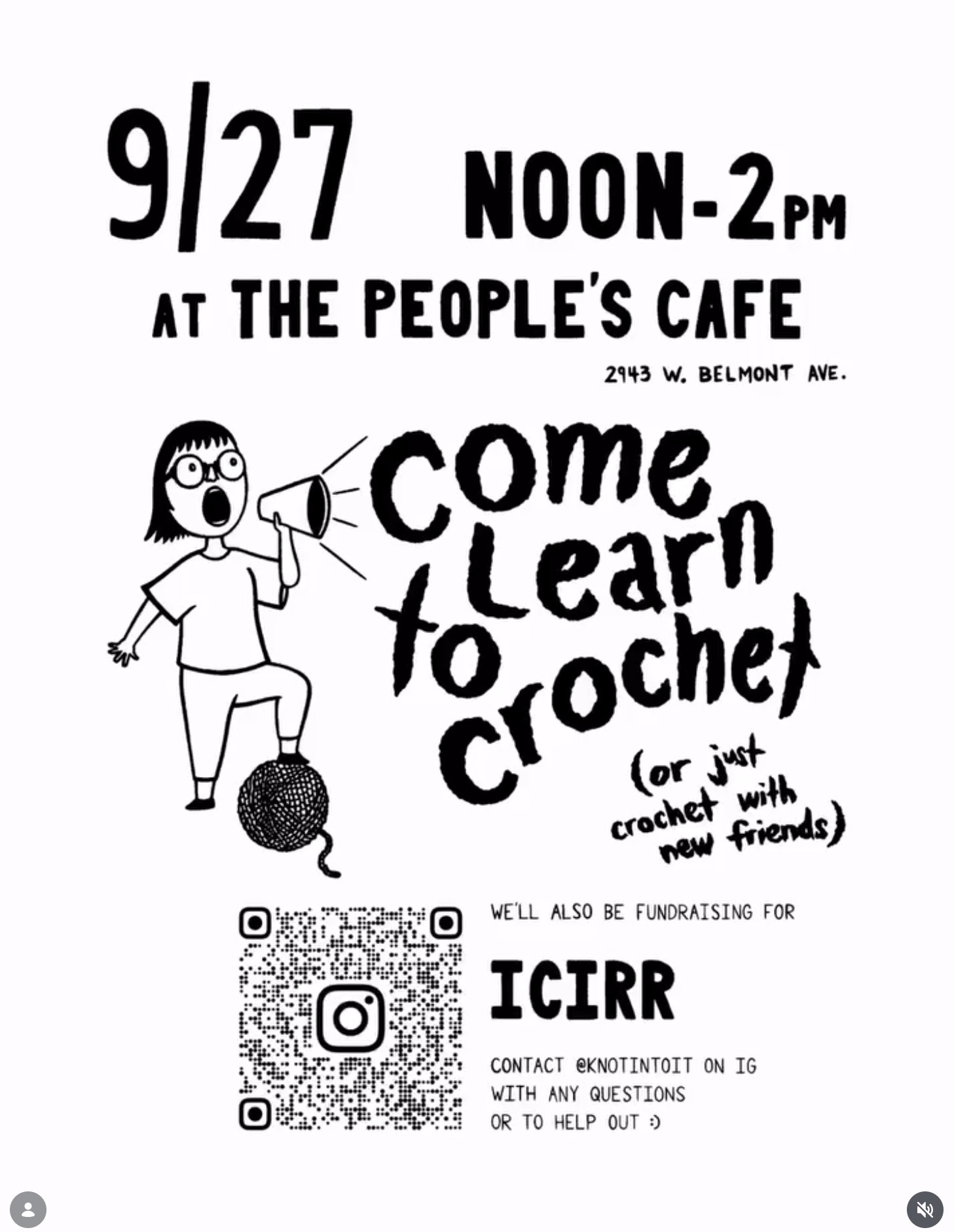 Come Learn to Crochet + Fundraising for ICIRR