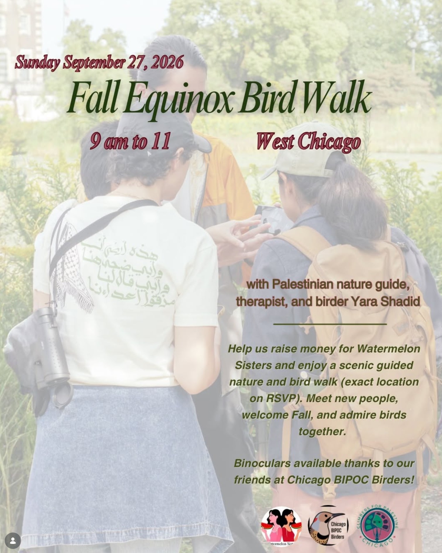 Fall Equinox Bird Walk to Benefit Watermelon Sisters
