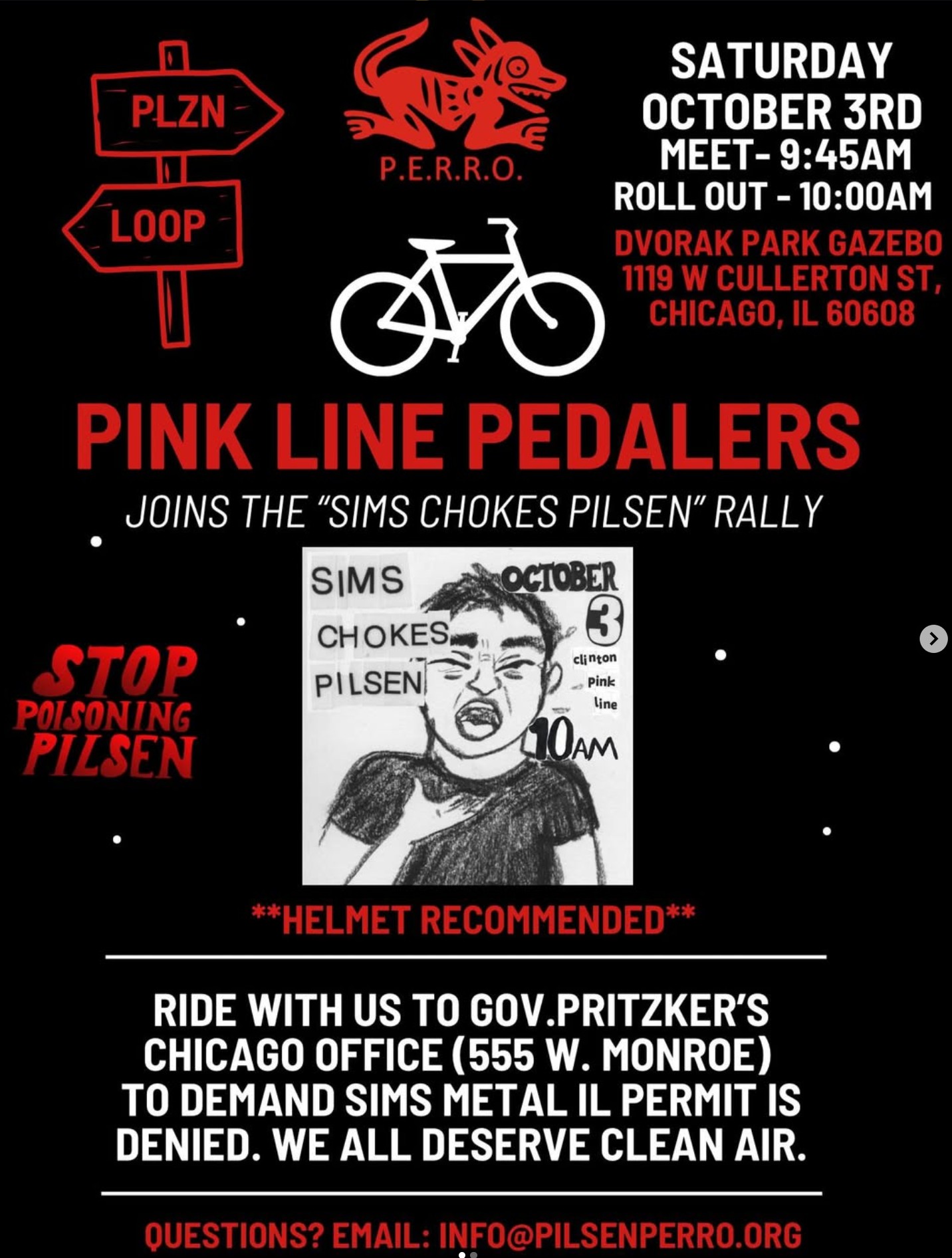 Pink Line Pedalers Joins the 'Sims Chokes Pilsen' Rally