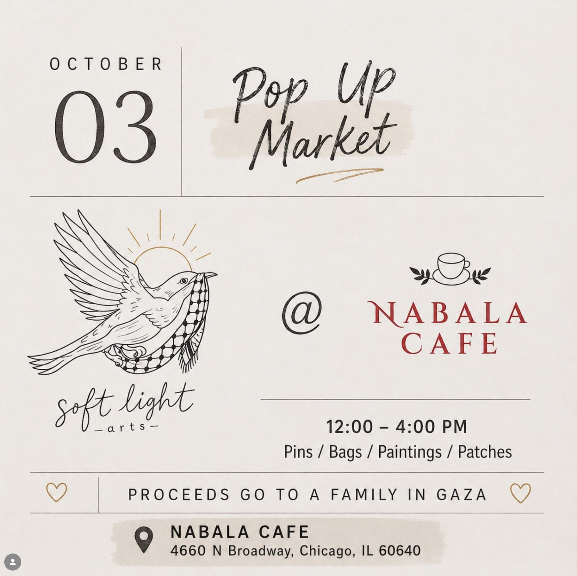 Pop Up Market to Benefit a Family in Gaza