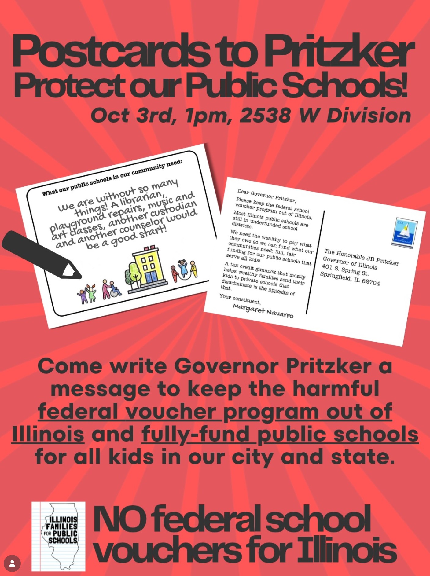 Postcards to Pritzker - Protect Our Public Schools!