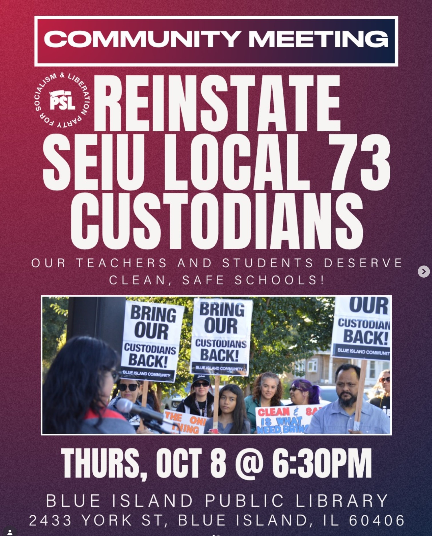 Reinstate SEIU Local 73 Custodians