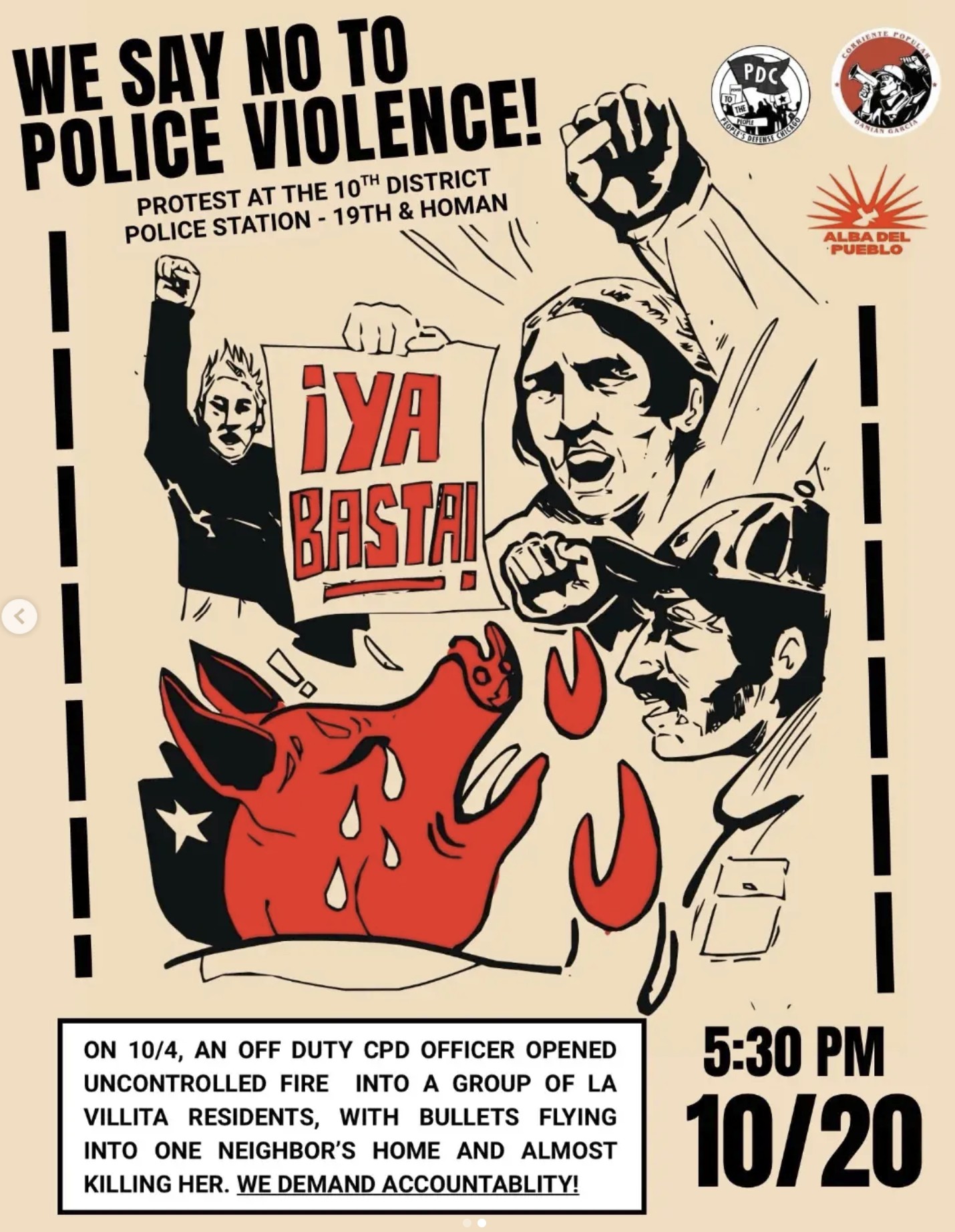 We Say No to Police Violence / Decimos no a la violencia policial