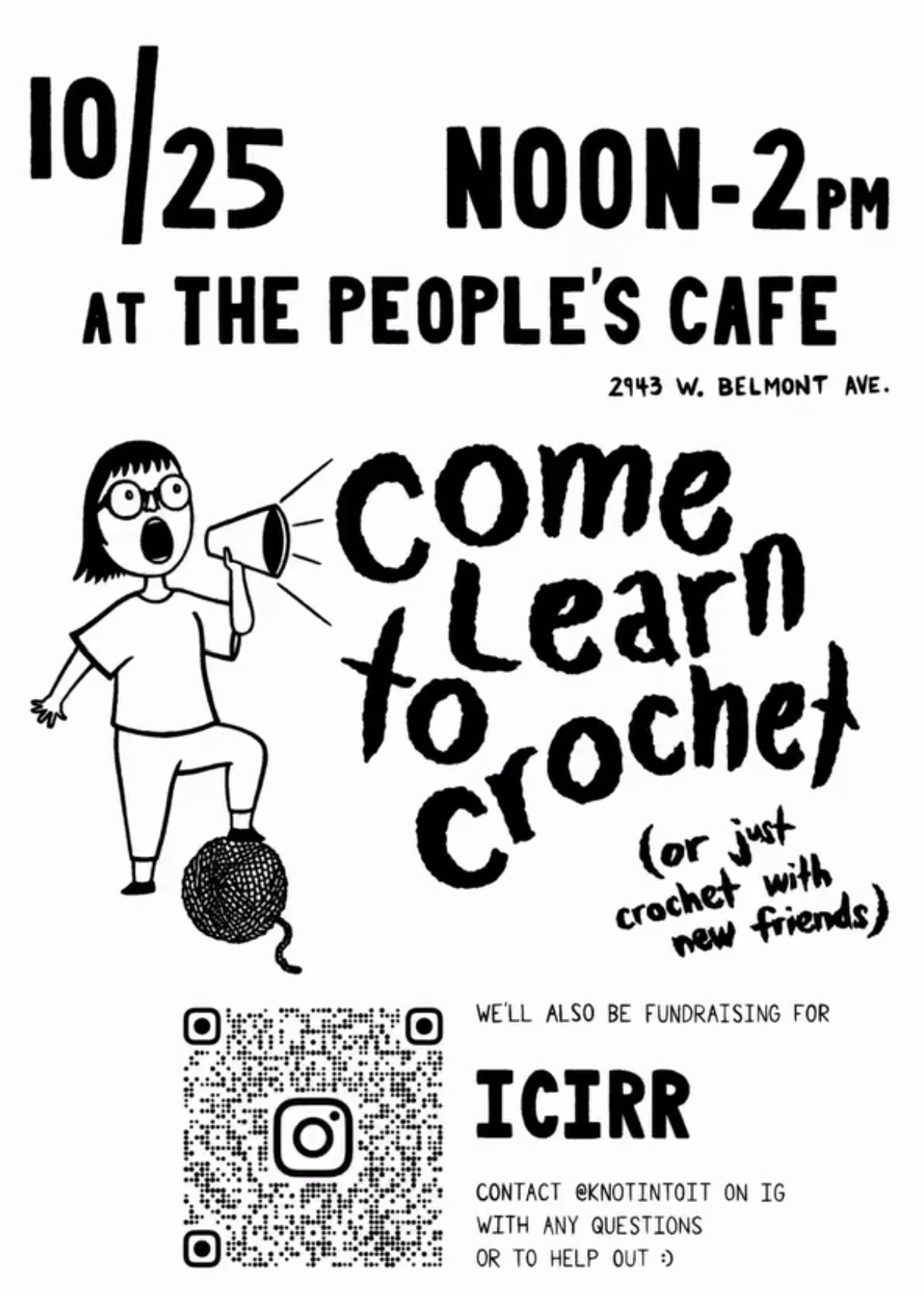 Come Learn to Crochet & Fundraise for ICIRR