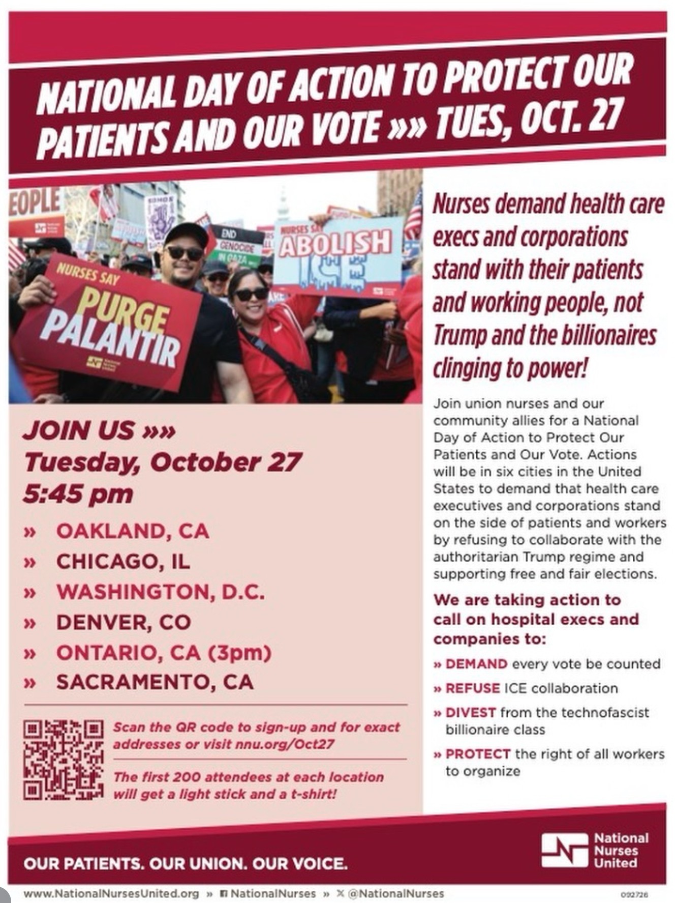 National Nurses United Day of Action to Protect Our Patients & Our Vote