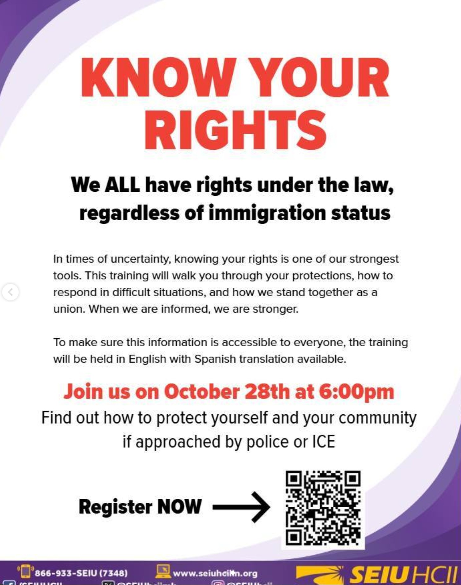 Know Your Rights, Regardless of Immigration Status