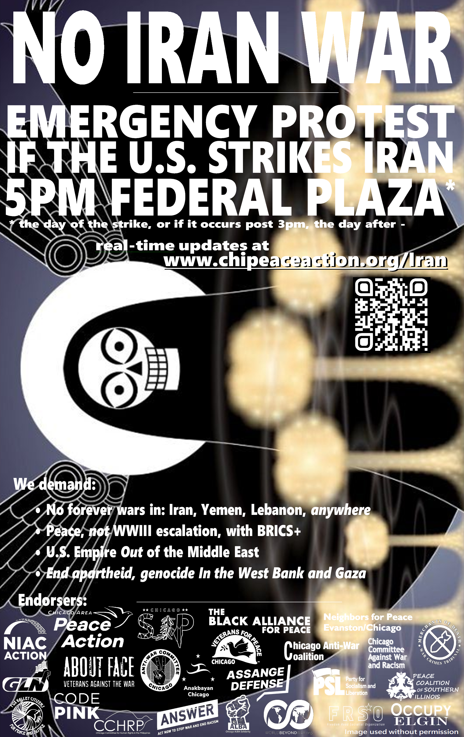 CHICAGO EMERGENCY NO IRAN WAR PROTEST