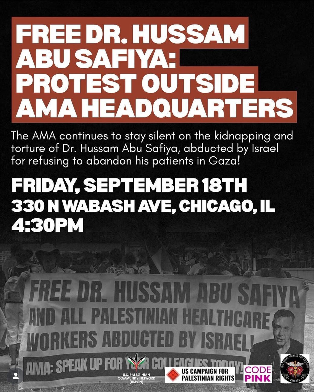 Free Dr. Hussam Abu Safiya at AMA HQ