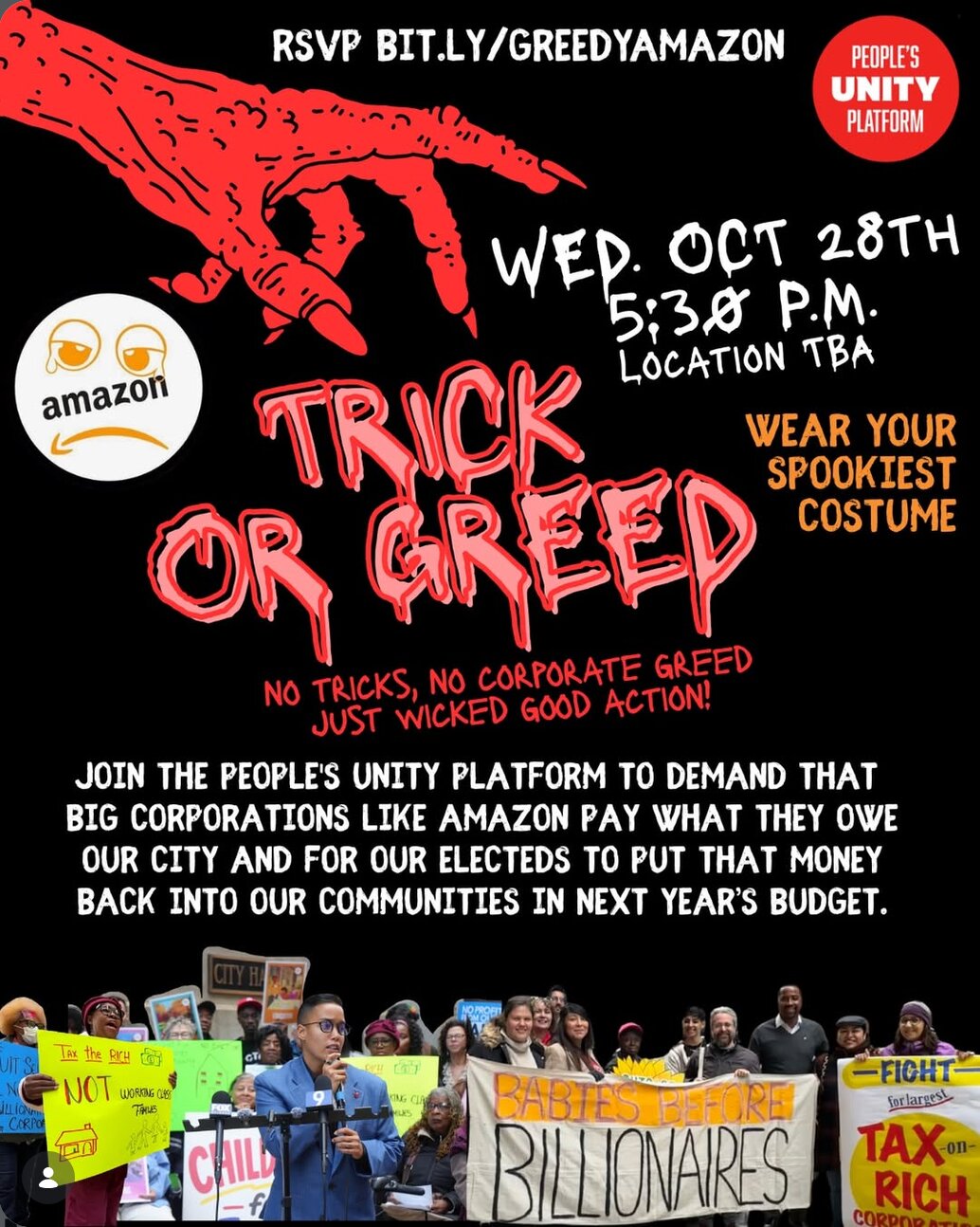 Trick or Greed: Amazon protest
