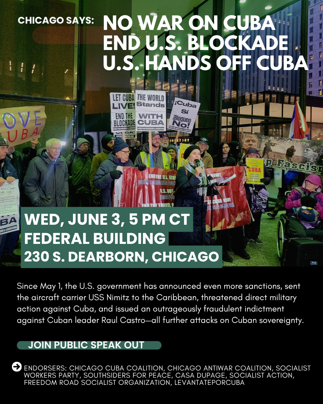 No War on Cuba Speak Out